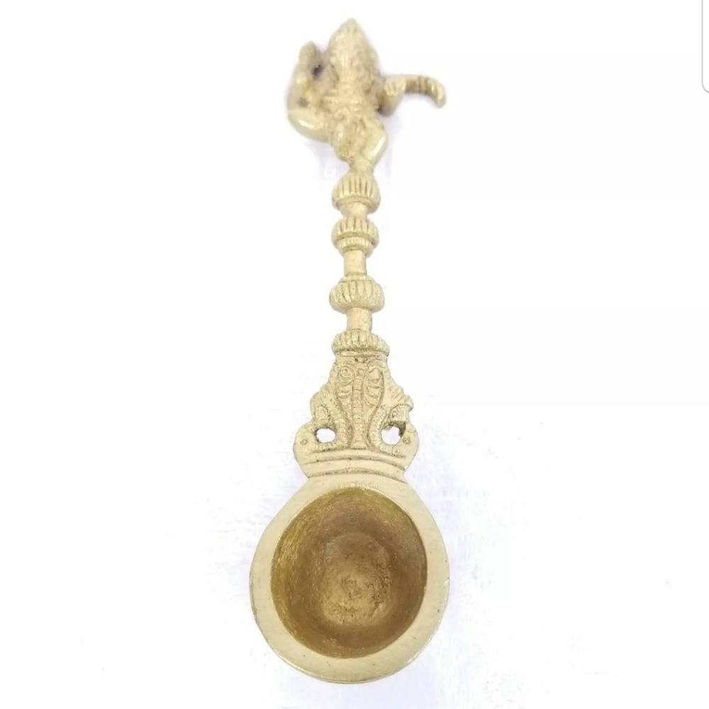 Brass Hindu Ganesha Offering Spoon